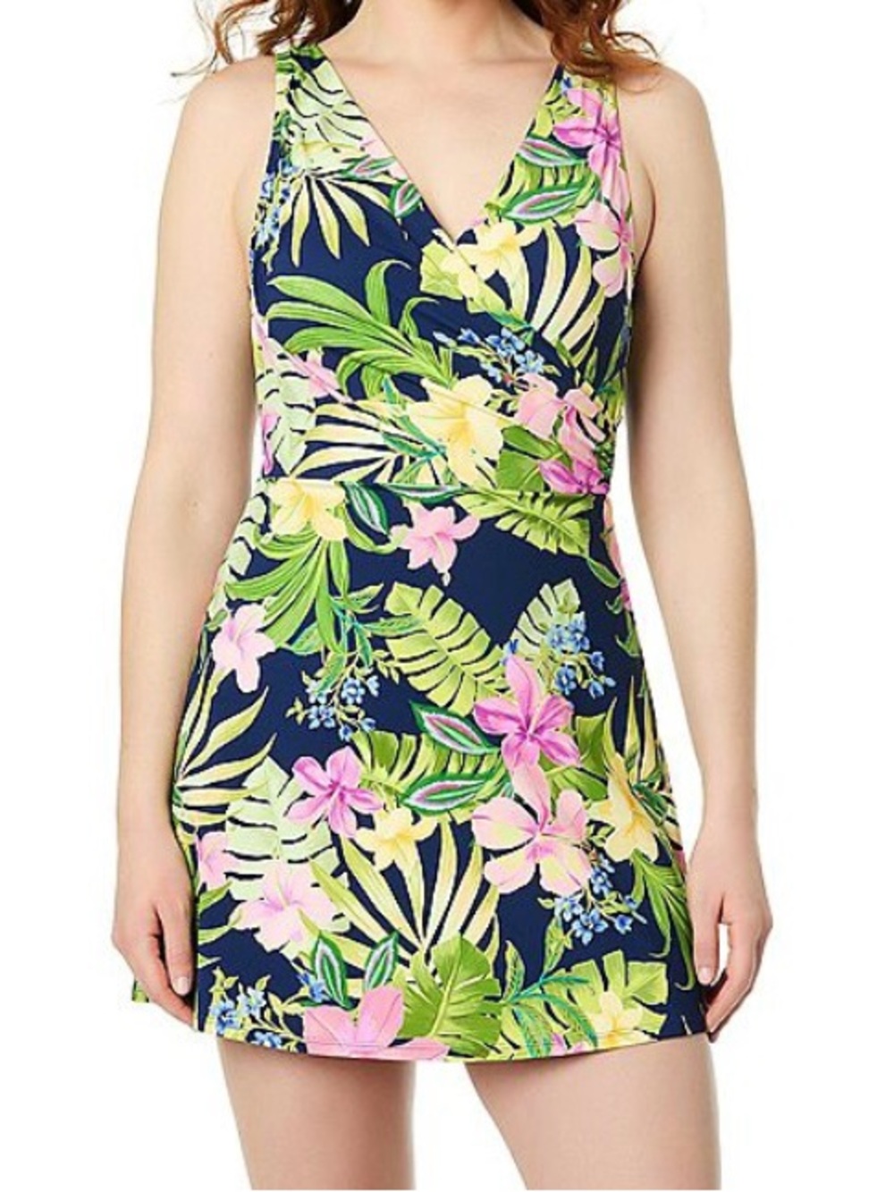 NWOT Lands End Faux Wrap Swim Dress Sz XL